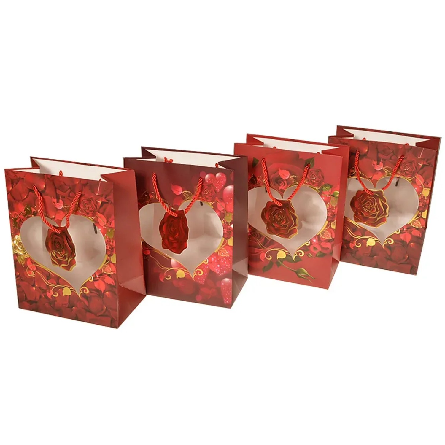 EverGreen Dárková taška srdce a růže, různé druhy, 26 x 32 x 10 cm, 1 ks