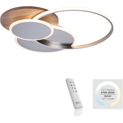 Paul Neuhaus Stropní LED svítidlo Palma, 50W, 6000lm, dekor dřeva, 65 x 62,5 cm