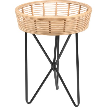 Odkládací stolek Minimalist Zen kulatý 49 cm x průměr 37 cm přírodní/černý