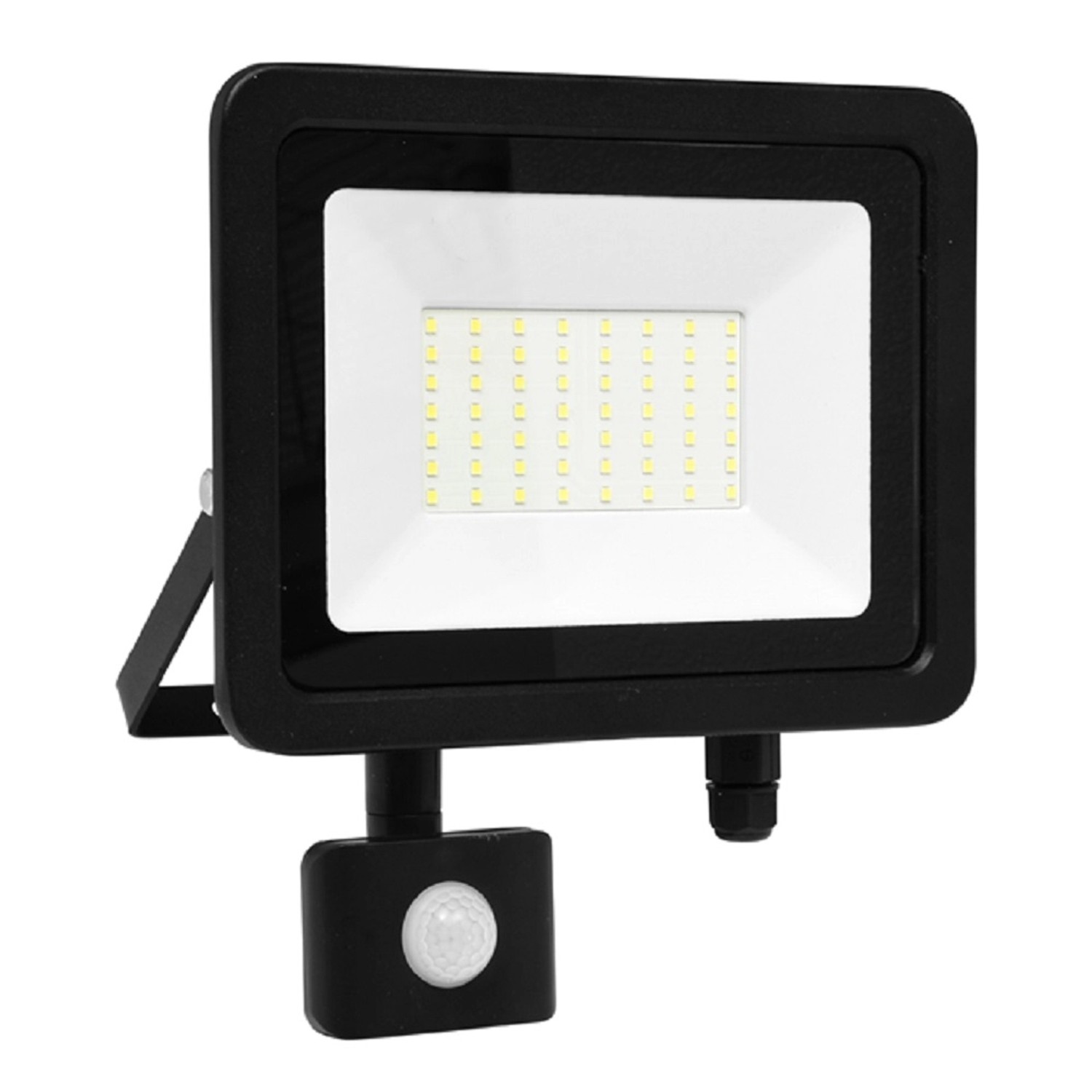 Ecolite LED reflek. Star s PIR senz., 50W, 4100lm, 5000K, černý, 20,5x11x22 cm