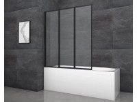 Aurlane Skládací zástěna na vanu Black Star 125 cm x 143 cm černá matná 3křídlá