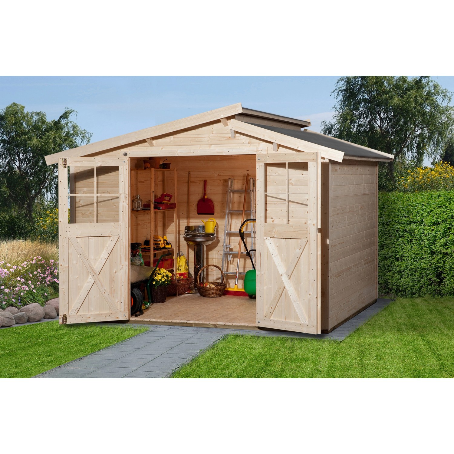 Weka Dřevěný zahradní domek 323 vel. 3, přírodní, 299 x 194 cm