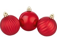 Sada plastových vánočních ozdob červená matná/lesklá pr. 6 cm, 40dílná Sada plastových vánočních ozdob červená matná/lesklá pr. 6 cm, 40dílná