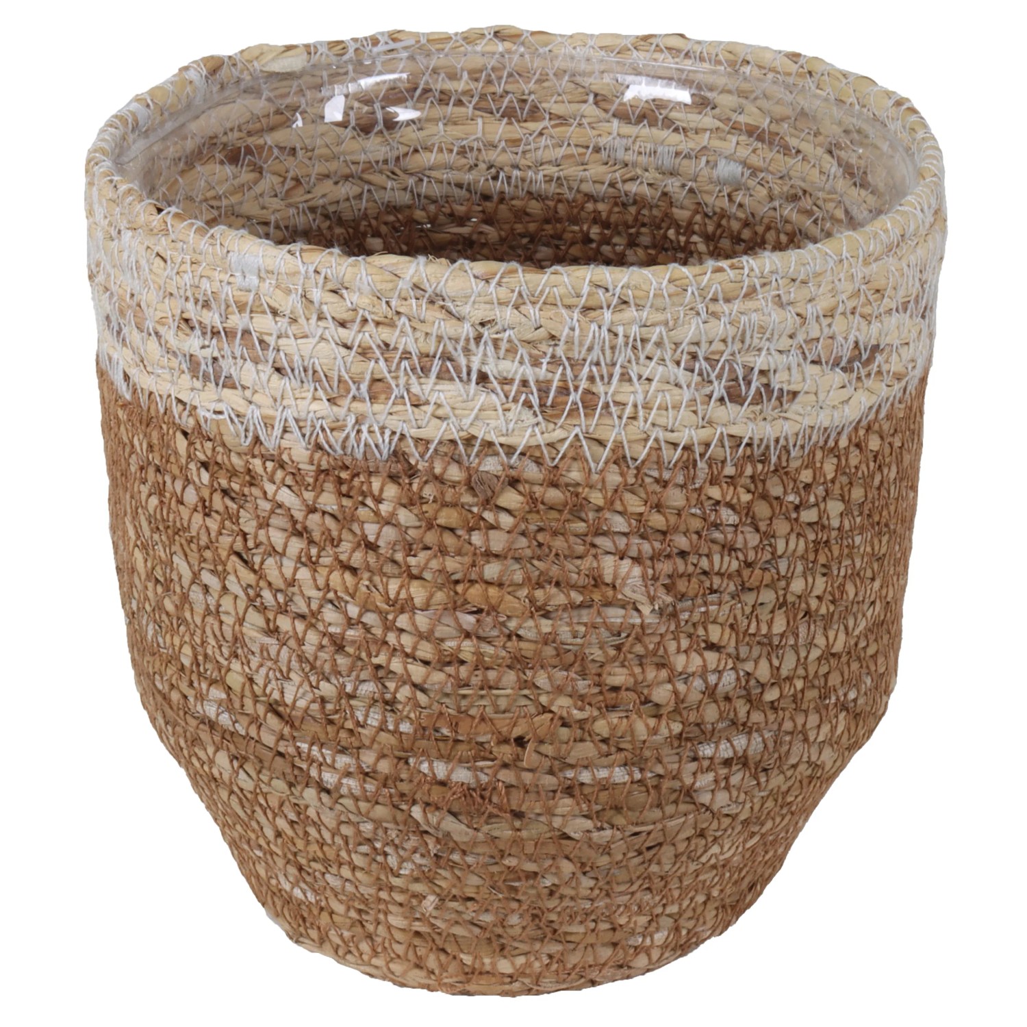 A.H.G. Květináč ze sušené trávy hogla vč. PE sáčku přírodní/béžový pr. 18 x 18cm