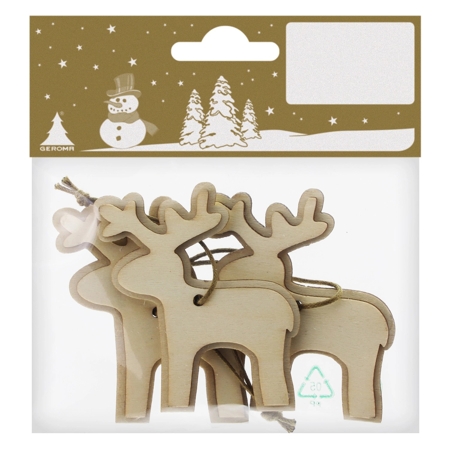 Dřevěný závěsný los, 5 x 6 cm, 3 ks