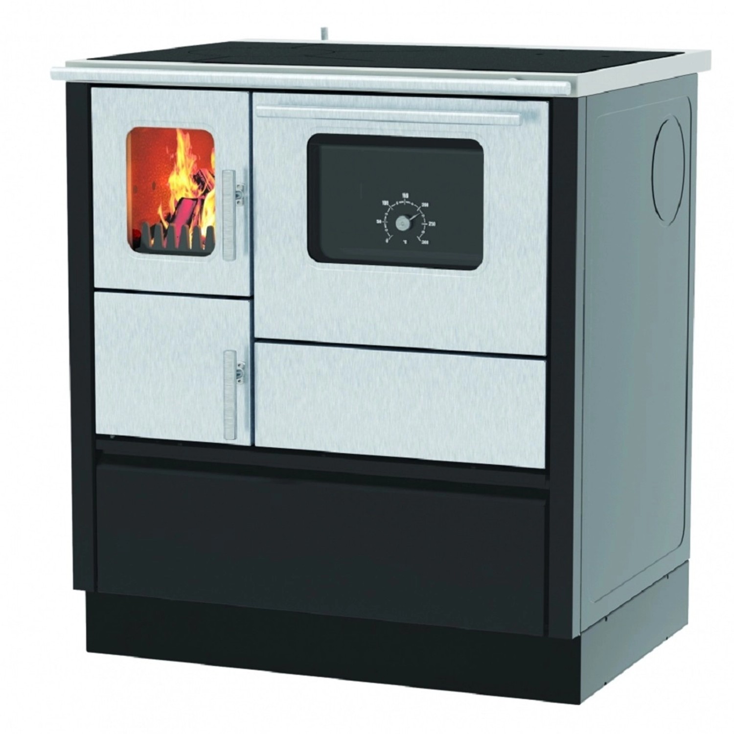 Alfa Plam Sporák na tuhá paliva Inox 75 6 kW, černý, 75 x 60 x 85 cm