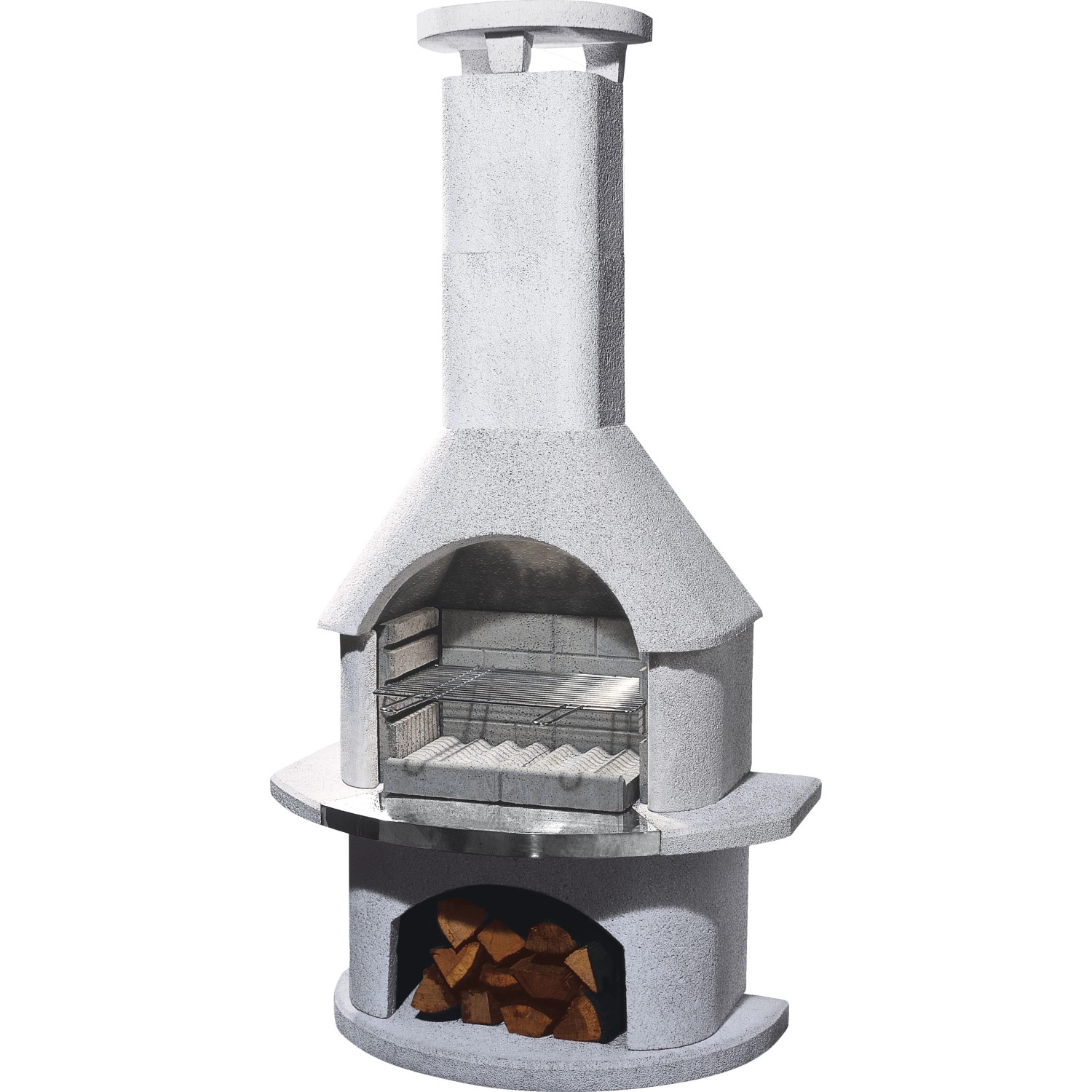 Buschbeck Zahradní grilovací krb Elba, bílá, 110 x 65 x 206 cm