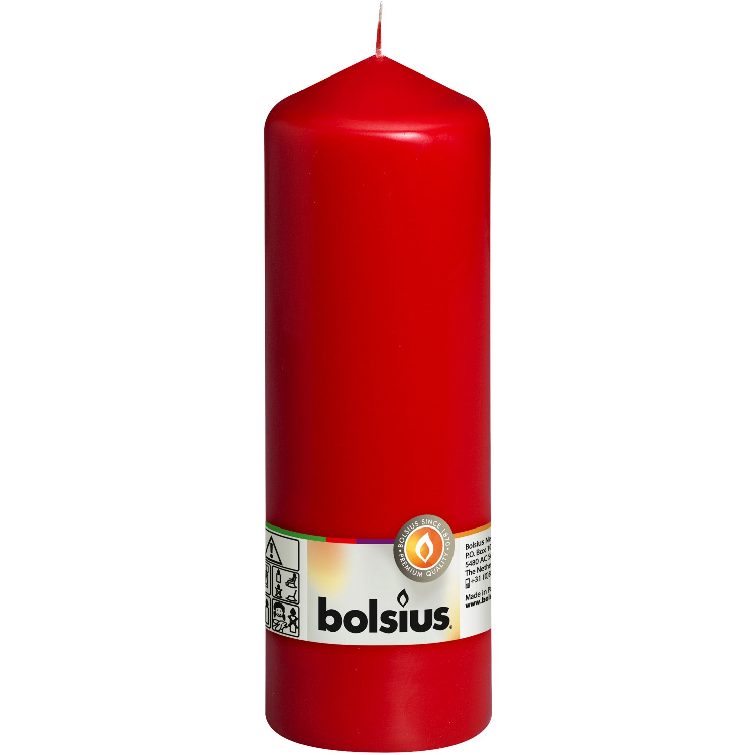 Bolsius Svíčka válcová červená 70 x 200 mm