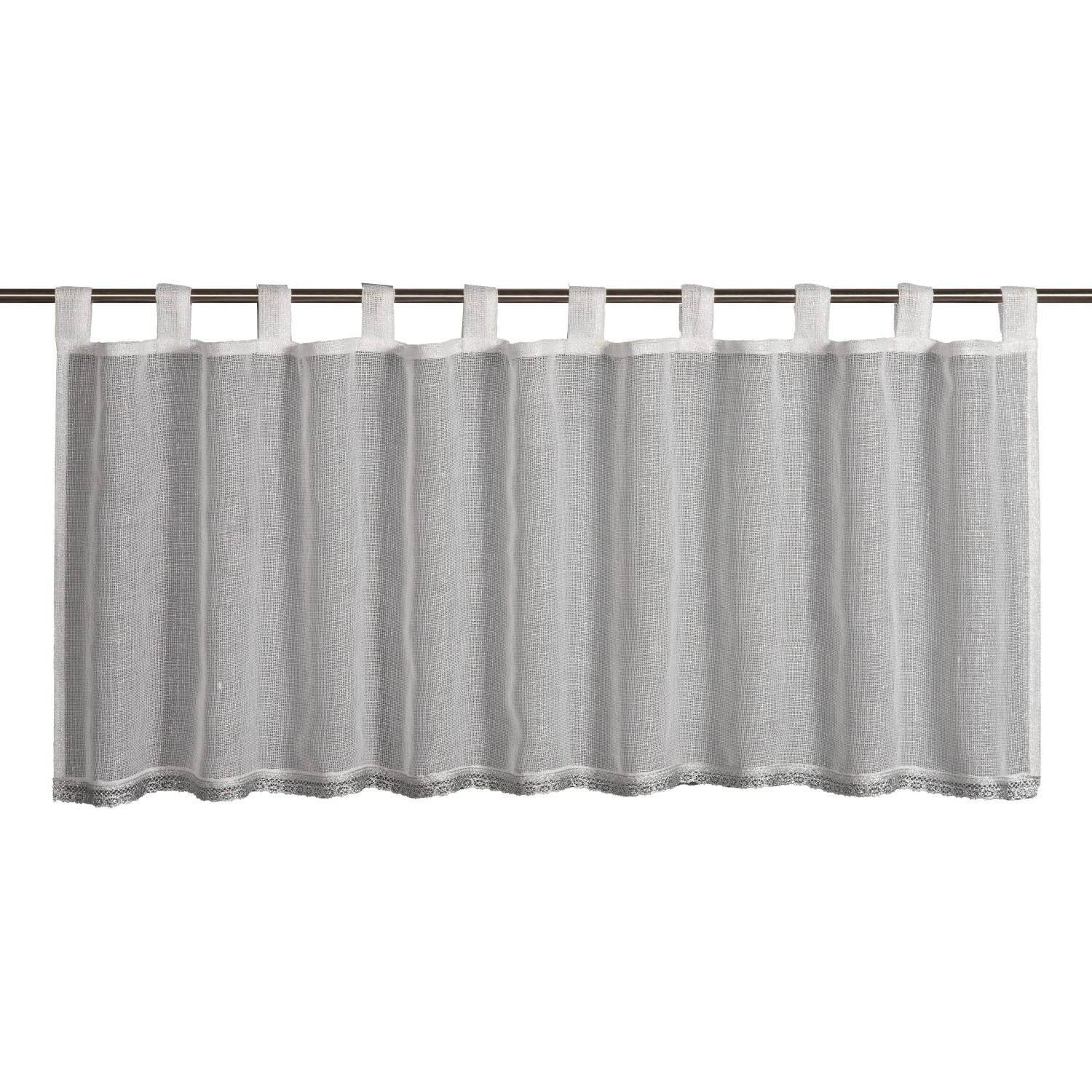 Sehlbach Vitrážová záclona s poutky, Shiny Border, bílá, 135 x 45 cm