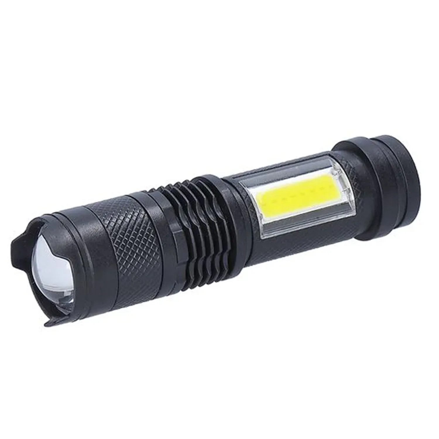 SOLIGHT LED svítilna kapesní nabíjecí, 100 lm + 70 lm, zoom, USB, černá
