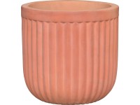 Terakotový květináč Terra Groove strukturovaný přírodní terakota pr. 21 x 20 cm
