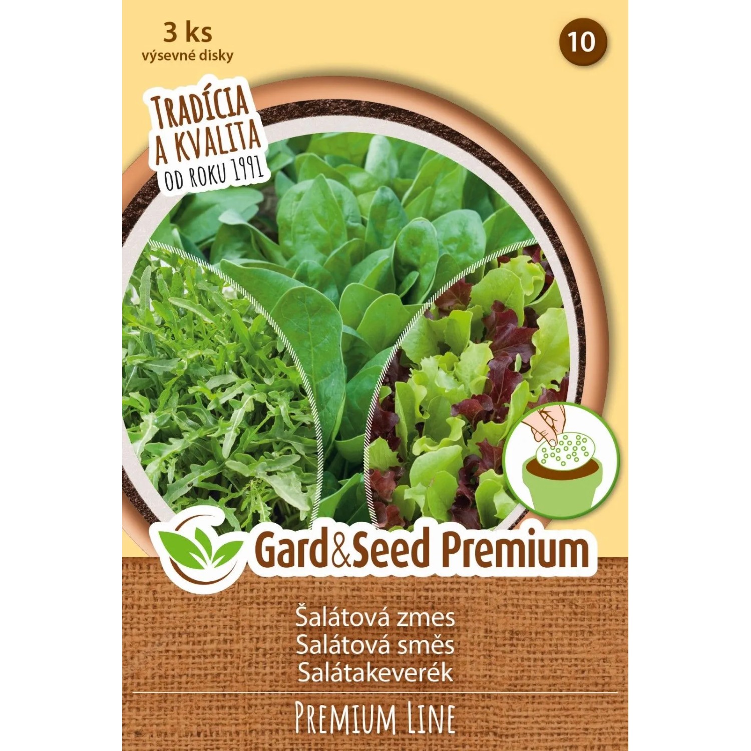 GardenSeed Premium Výsevný disk 3 ks - salátová směs