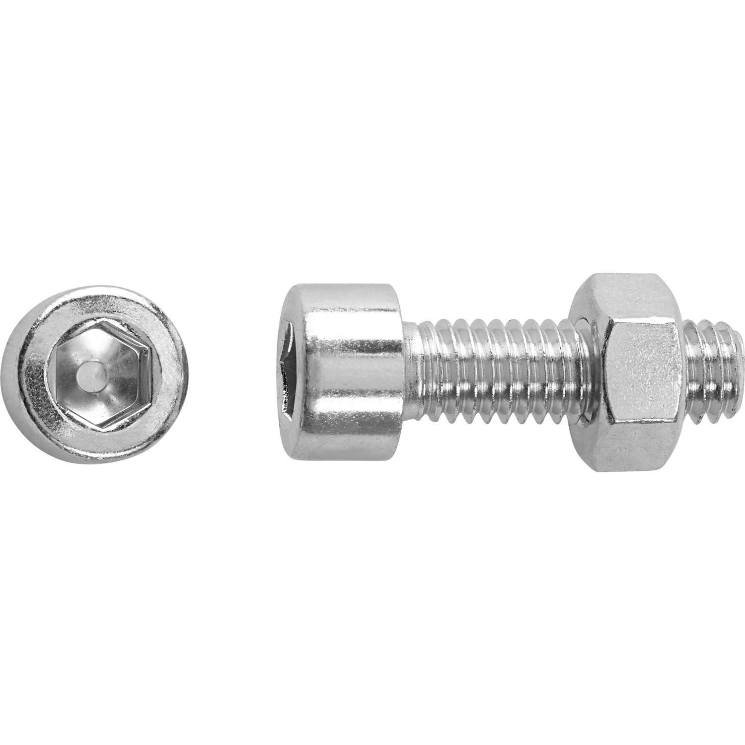 Závitový šroub s válcovou hlavou SW5 bíle pozinkovaný M6 x 30 mm, 8 ks + matice