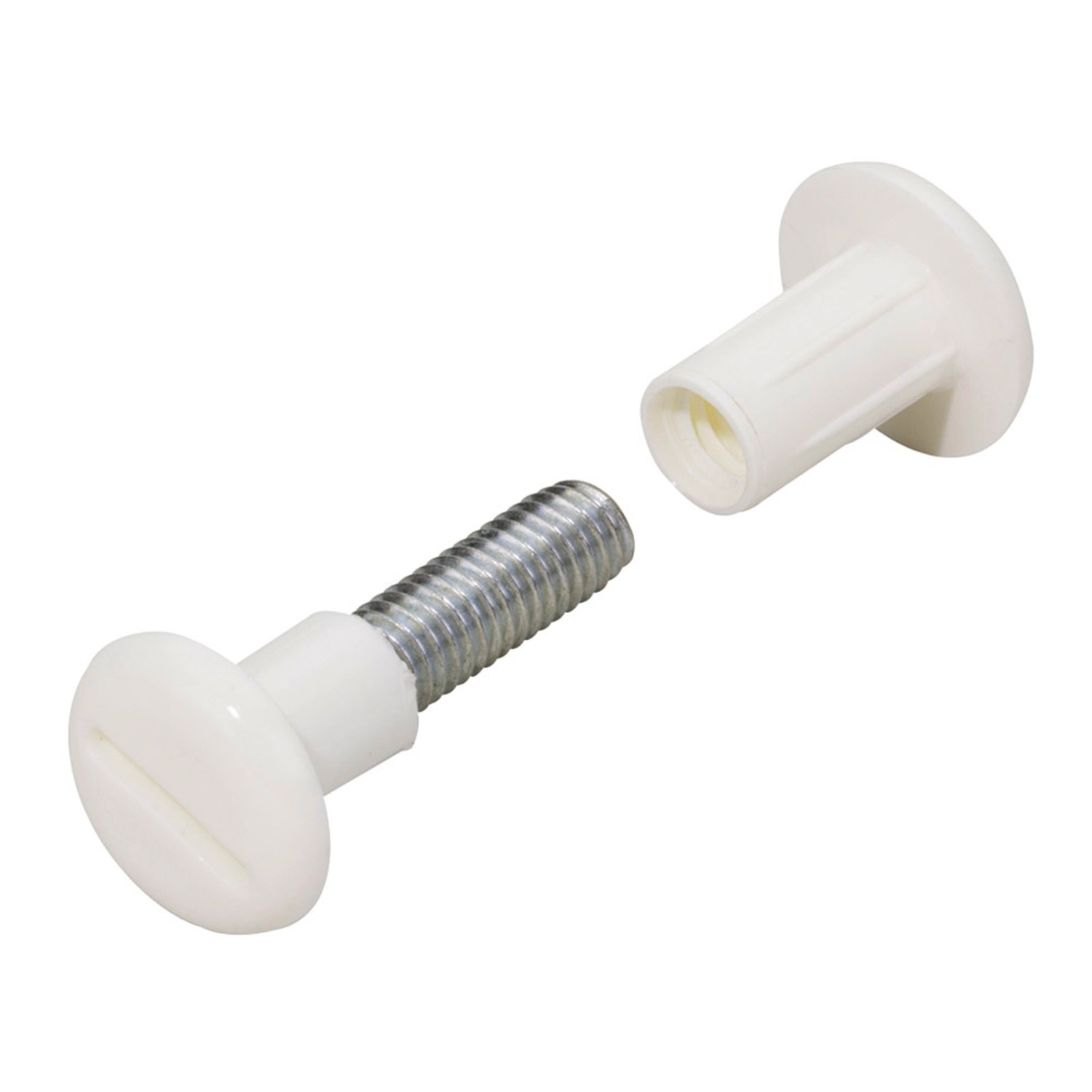 Ocelový spojovací šroub, s plastovým pouzdrem, bílý, 10 ks, 29 - 40 mm