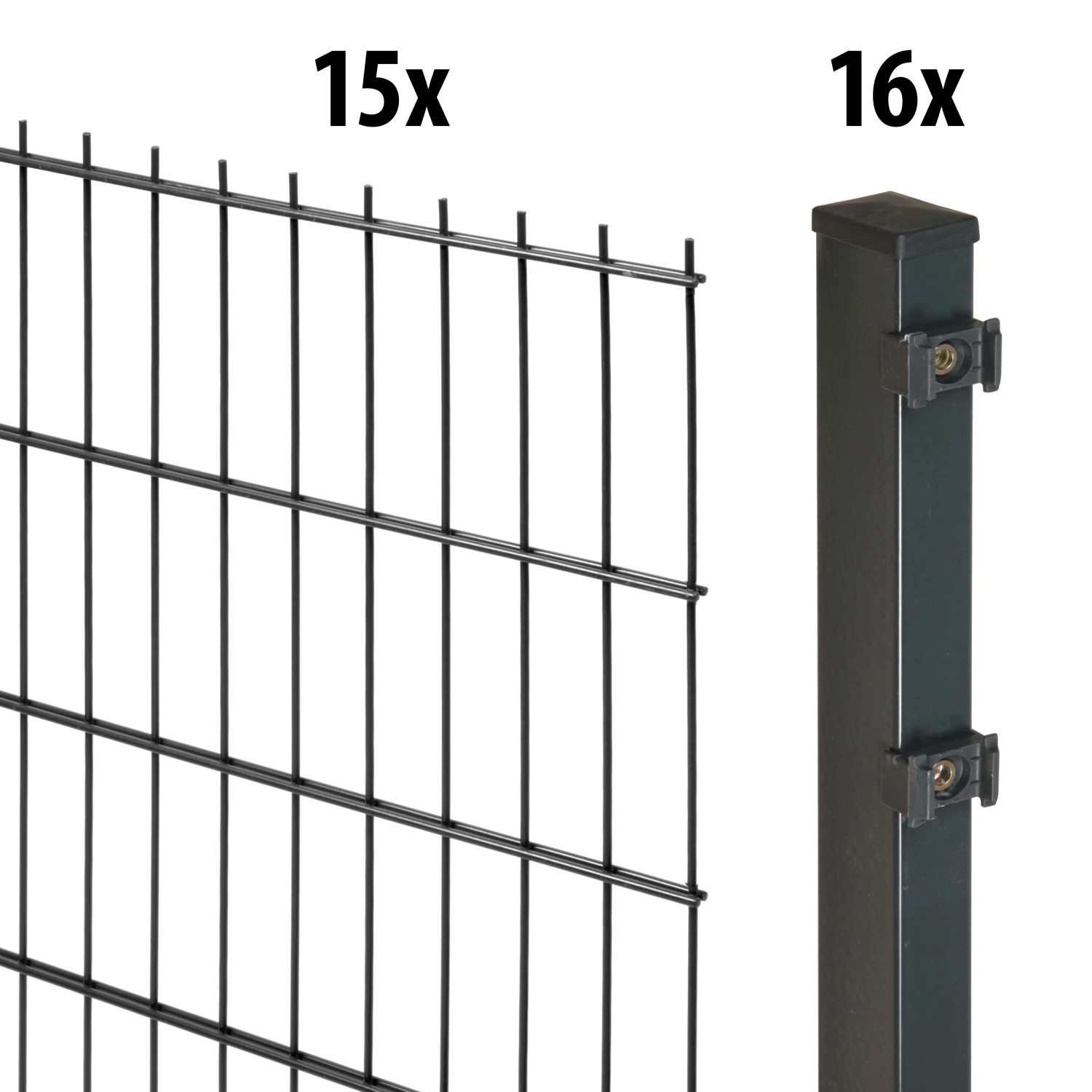 Floraworld Kompletní plotový set 2prut. sl.6×4 zabet., antracit, 123 cm, 30 m