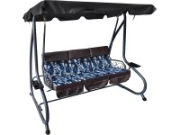 Hollywoodská houpačka Talca 3místná, motiv květin antracit/modrá, 124x204x170 cm