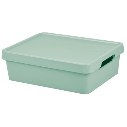 Tontarelli Úložný box MAYA M s víkem šalvějová zelená, 36 x 28 x 11 cm, 9,2 l