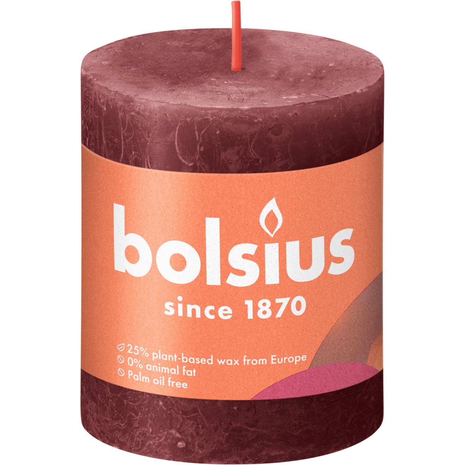 Bolsius Svíčka válcová Rustic Velvet Red 68 x 80 mm