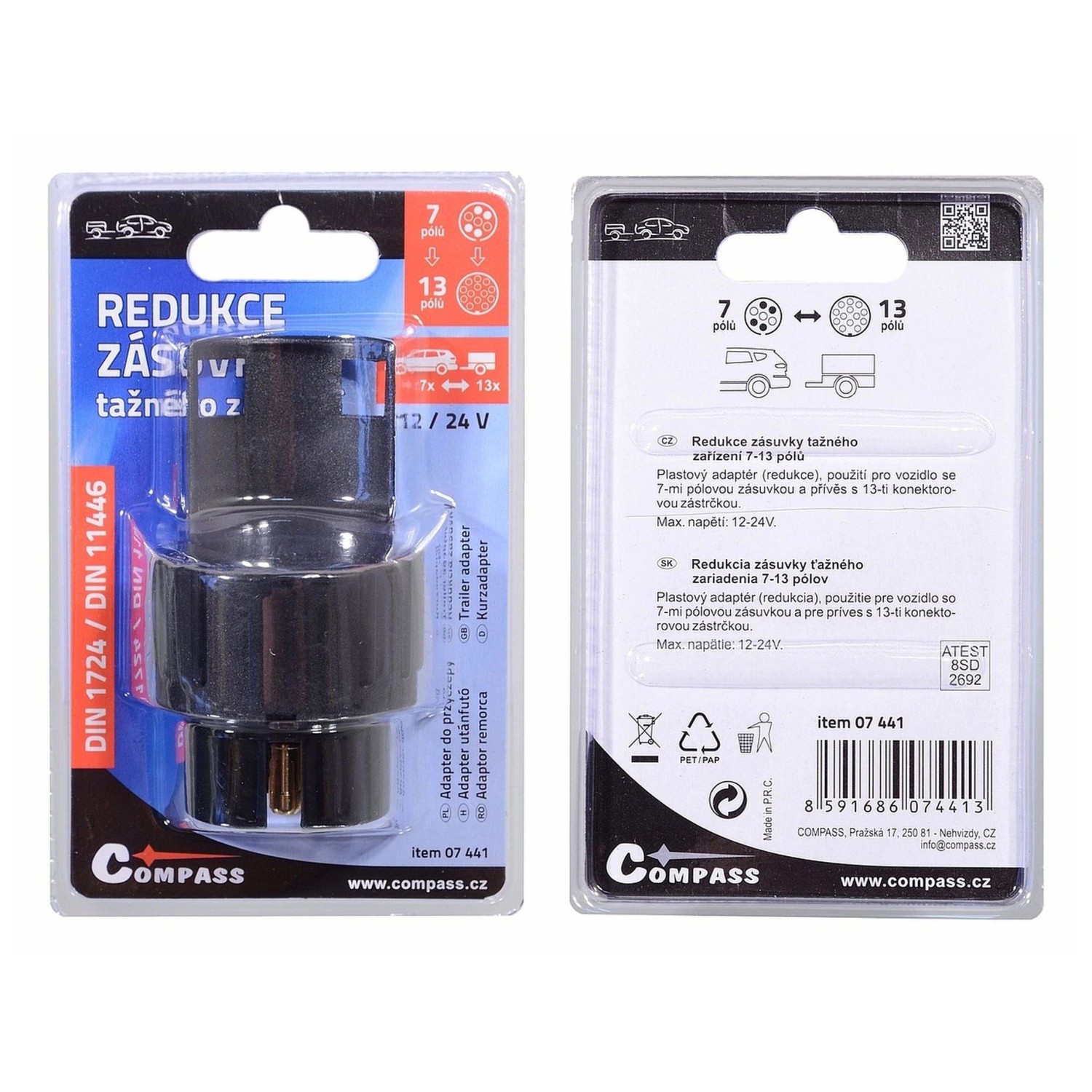 COMPASS Redukce zásuvky tažného zařízení 7 - 13 pólů