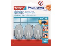 tesa Samolepicí háčky Powerstrips S malé oválné, matný chrom, 3 ks