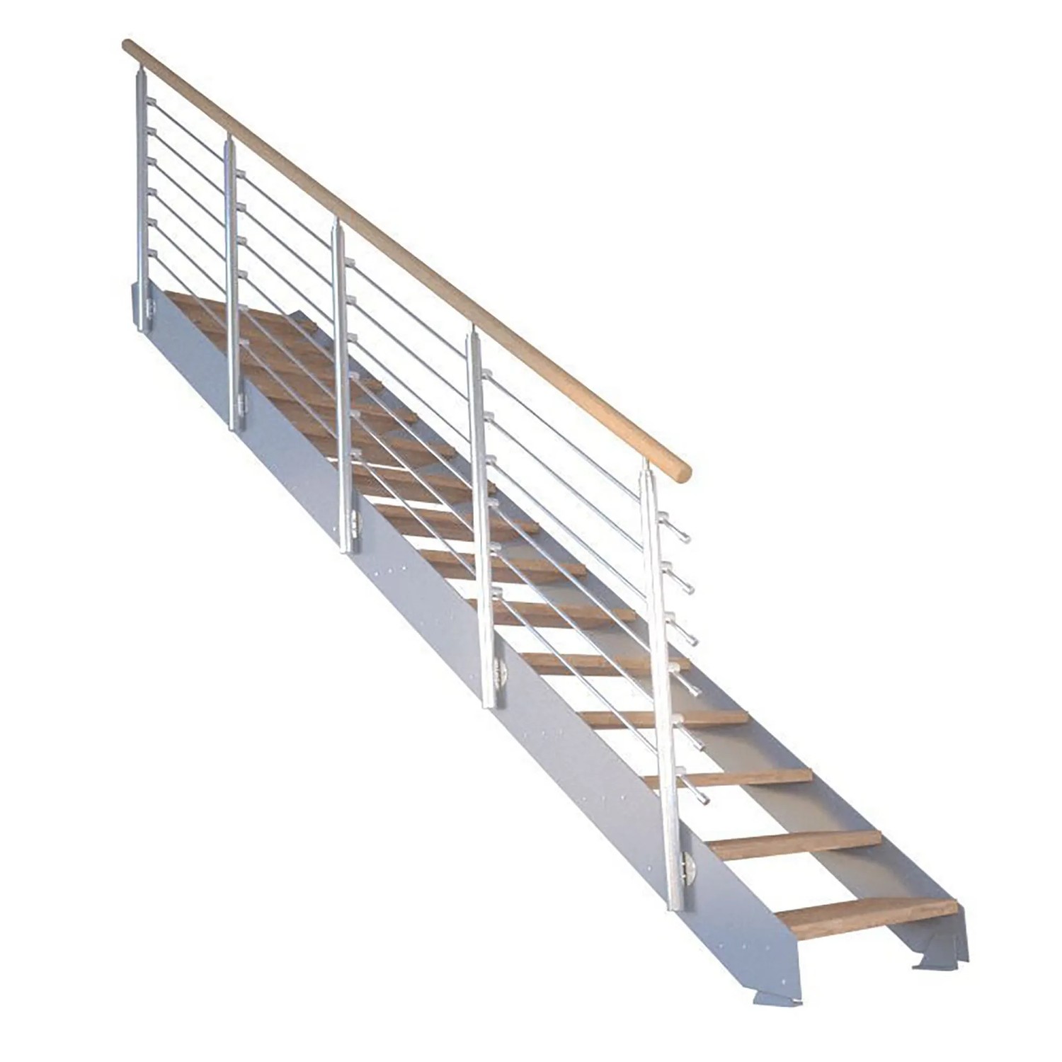 StarWood Kovové schody Kos 15 st. dub rustik přír. 87 cm design. zábradlí šedá