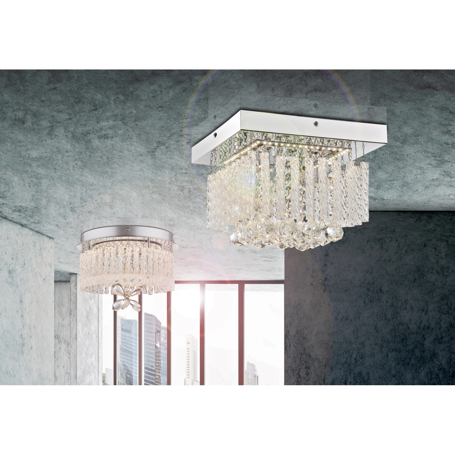 Globo LED stropní svítidlo MATHILDA, čtvercové, 12 W, chrom, 25 x 25 x 15 cm