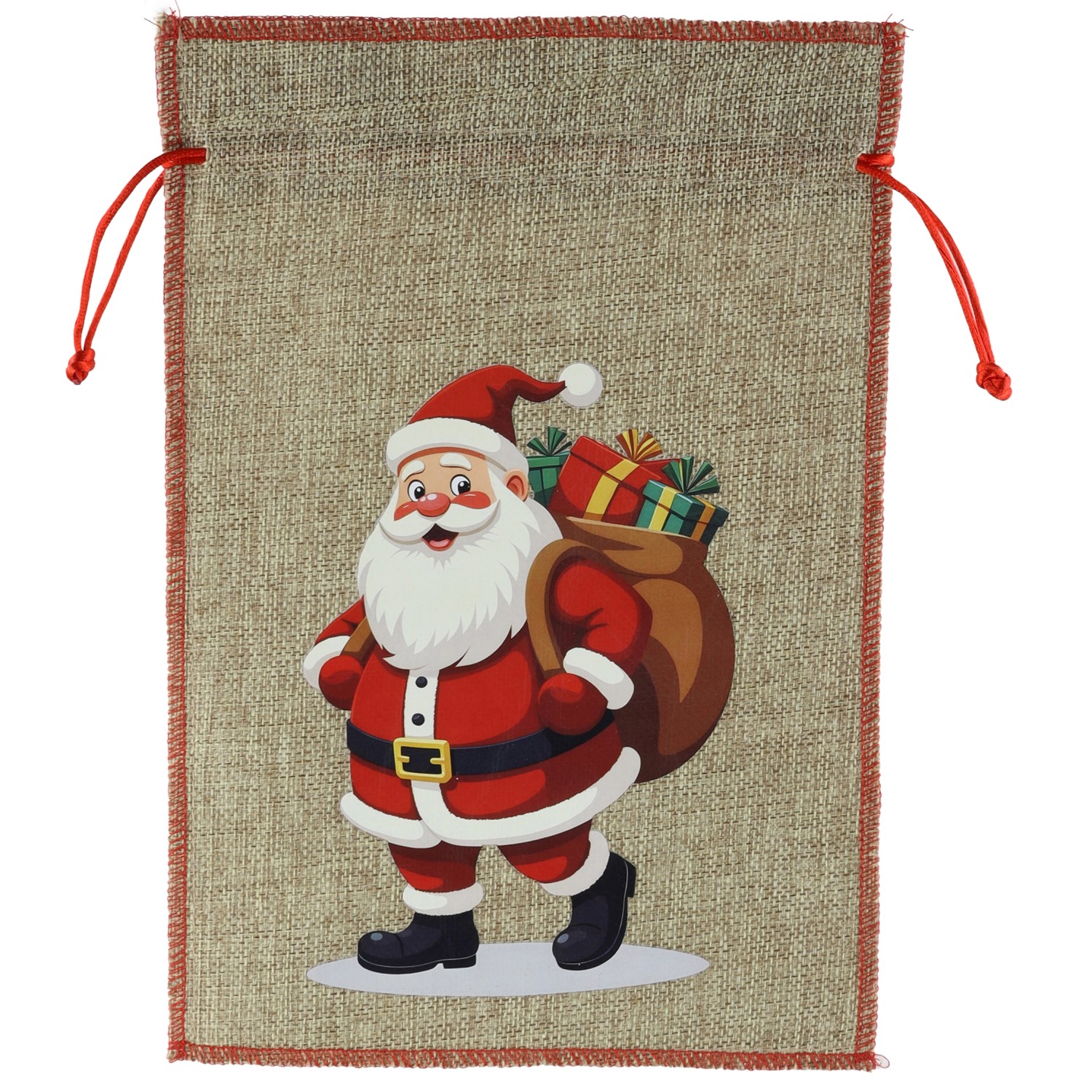 GEROMA Vánoční sáček Santa Claus jutový přírodní 20 x 30 cm
