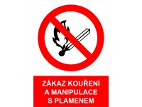 Tabulka Zákaz kouření/manipulace s plamenem samolepka