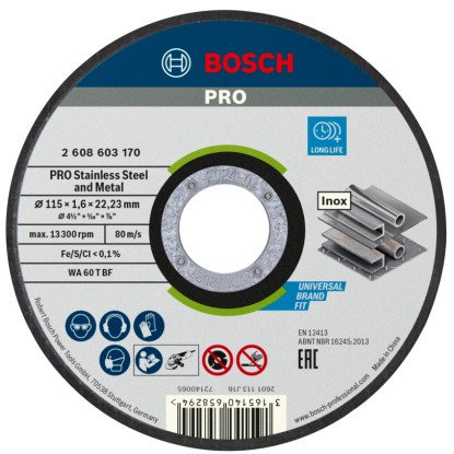 Bosch Řezací kotouč PRO Stainless Steel and Metal 115 x 1,6 x 22,23 mm
