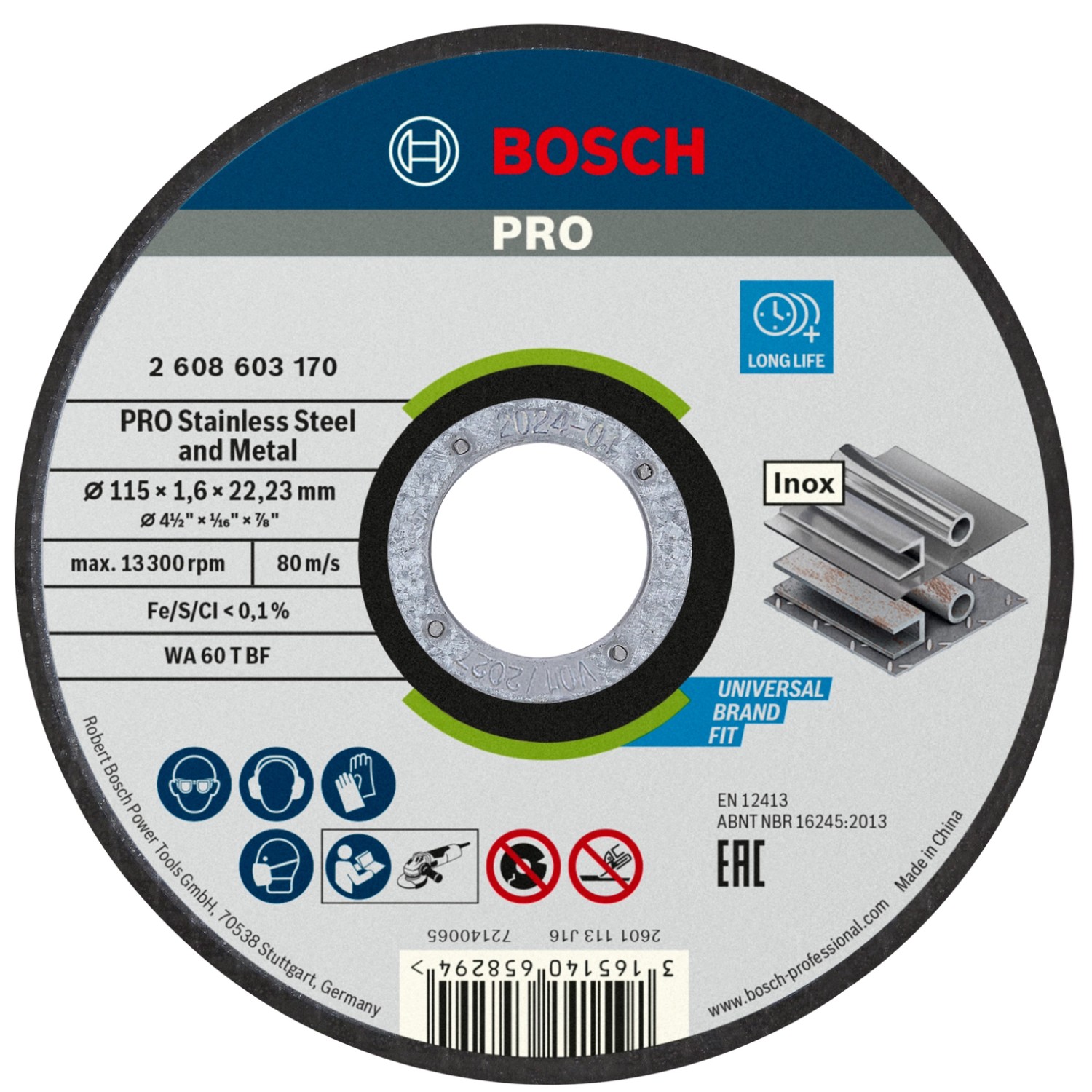 Kotouč řezný Bosch Standard for Inox 115×1,6 mm