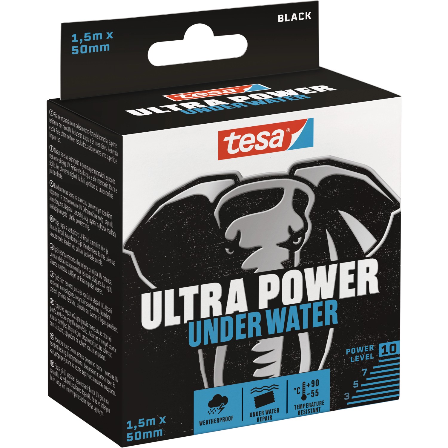 tesa Opravná páska Ultra Power UNDER WATER, černá, 1,5 m x 50 mm