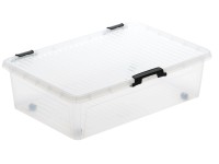 Úložný box s víkem na kolečkách průsvitný, 24 l, 60 x 40 x 16 cm