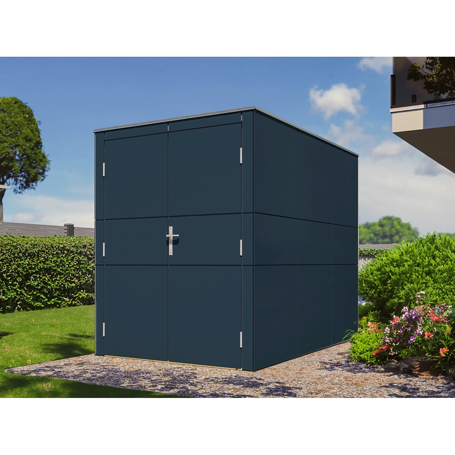 Bertilo Dřevěný zahradní přístřešek HPL Bike Port, antracitová, 155 x 229 cm