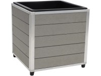 Květinový truhlík kostka s vyjímatelnou vložkou, světle šedá, 27 x 27 x 28 cm