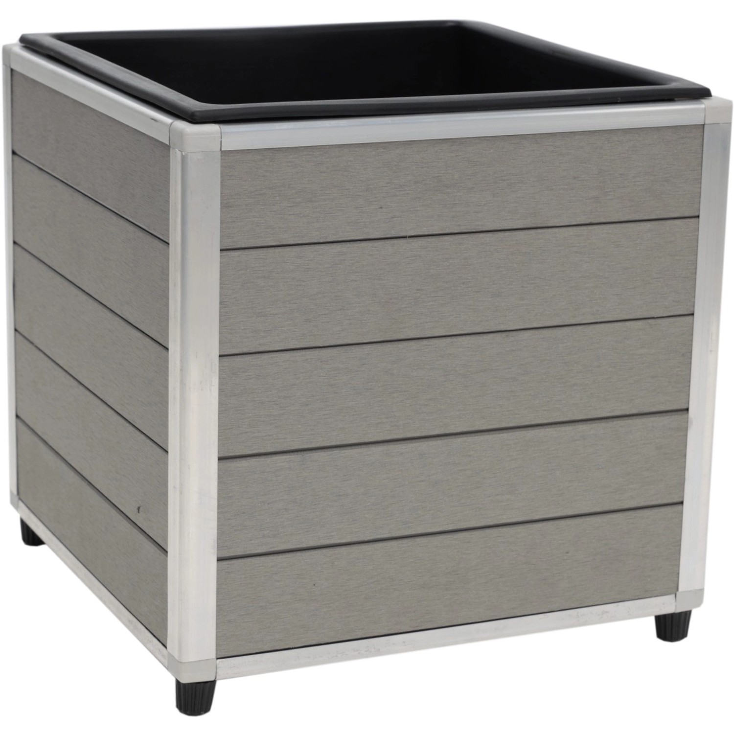 Květinový truhlík kostka s vyjímatelnou vložkou, světle šedá, 27 x 27 x 28 cm