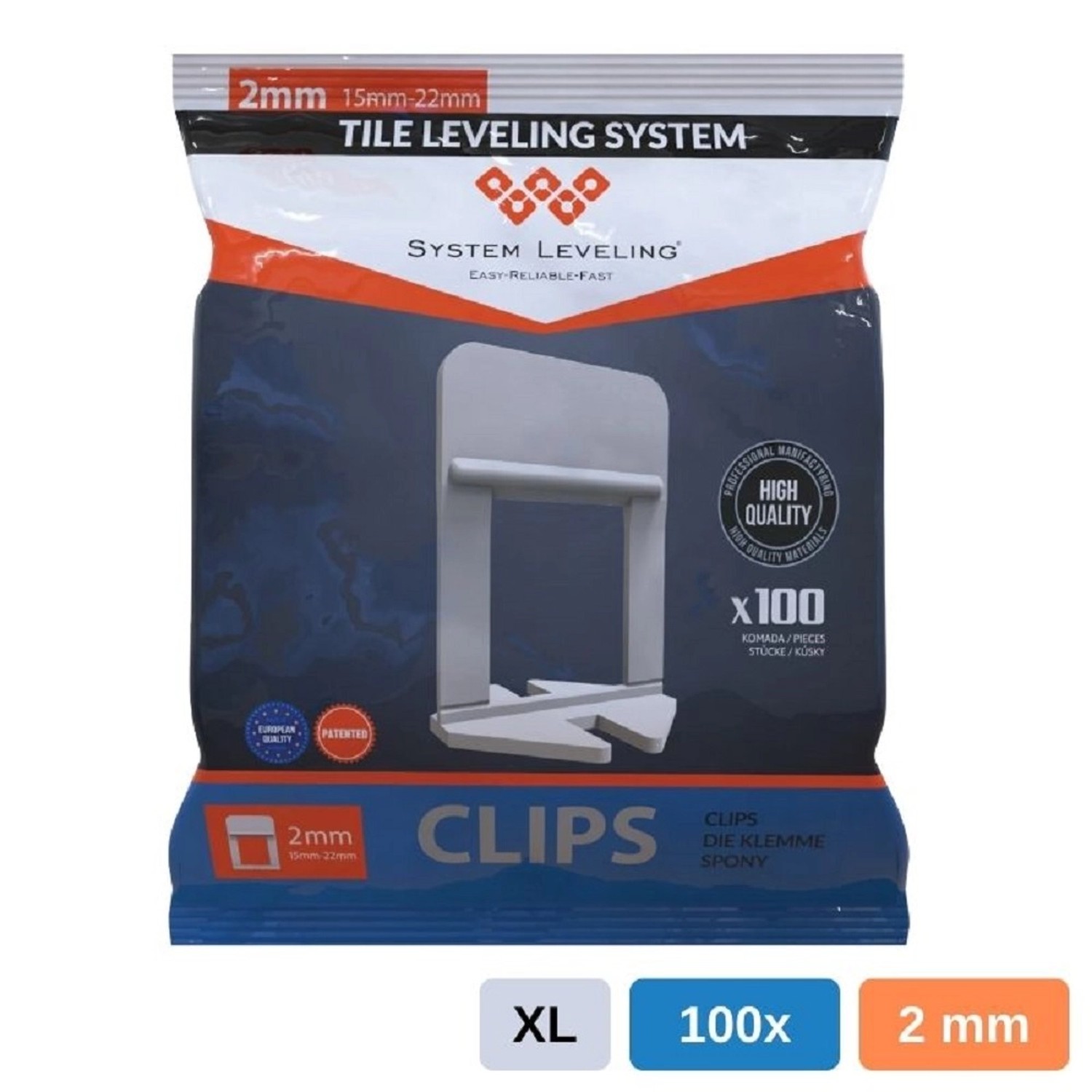 System Leveling Spona pro spáru 2,0 mm (15-22mm), 100 ks