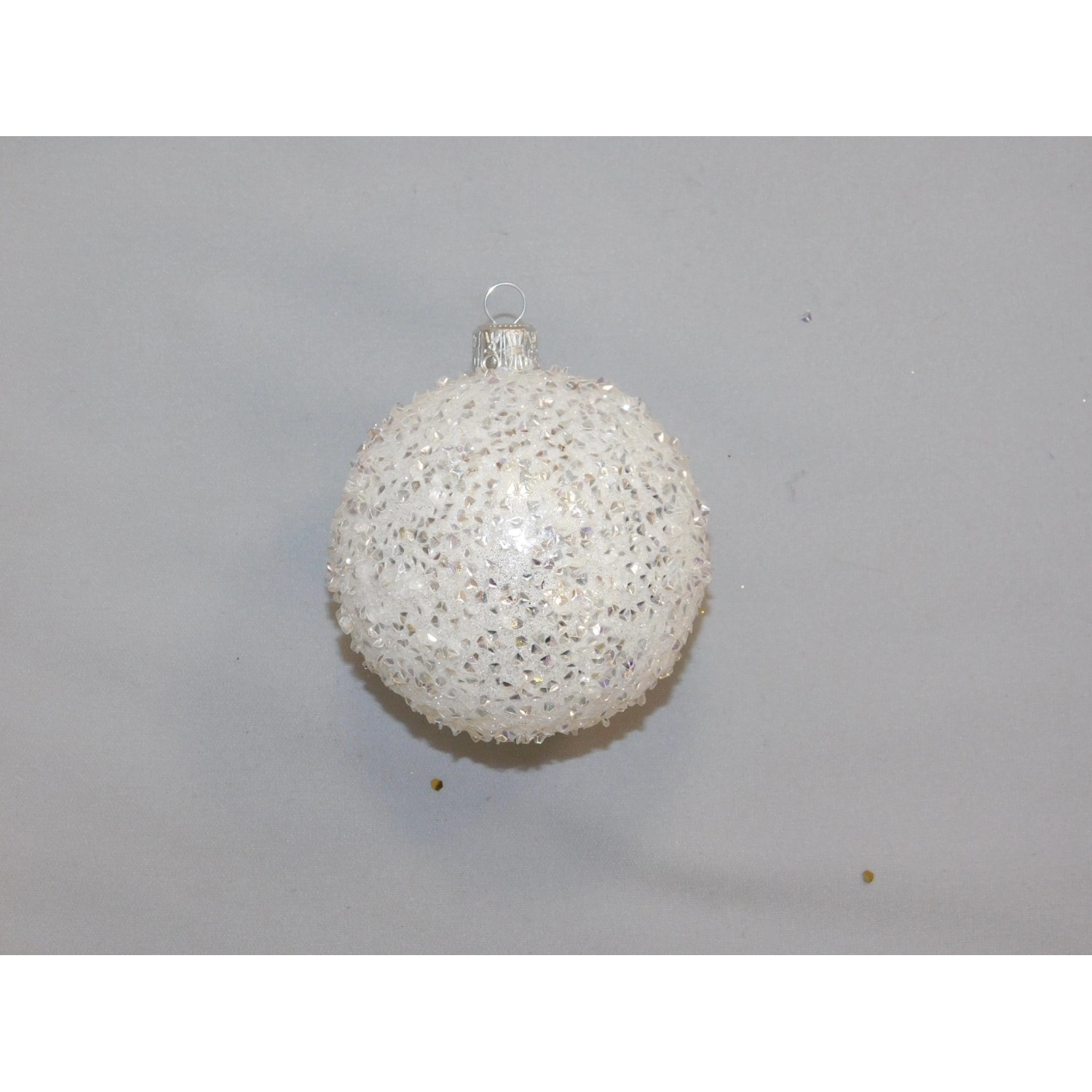 Ornex Vánoční ozdoba koule skleněná posyp bílá 80 mm