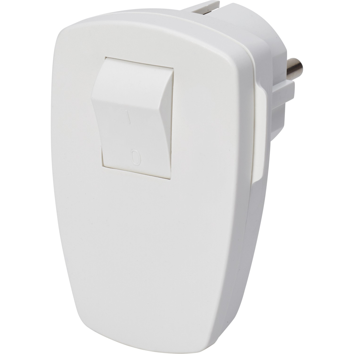 Zástrčka s ochranným kontaktem se spínačem bílá