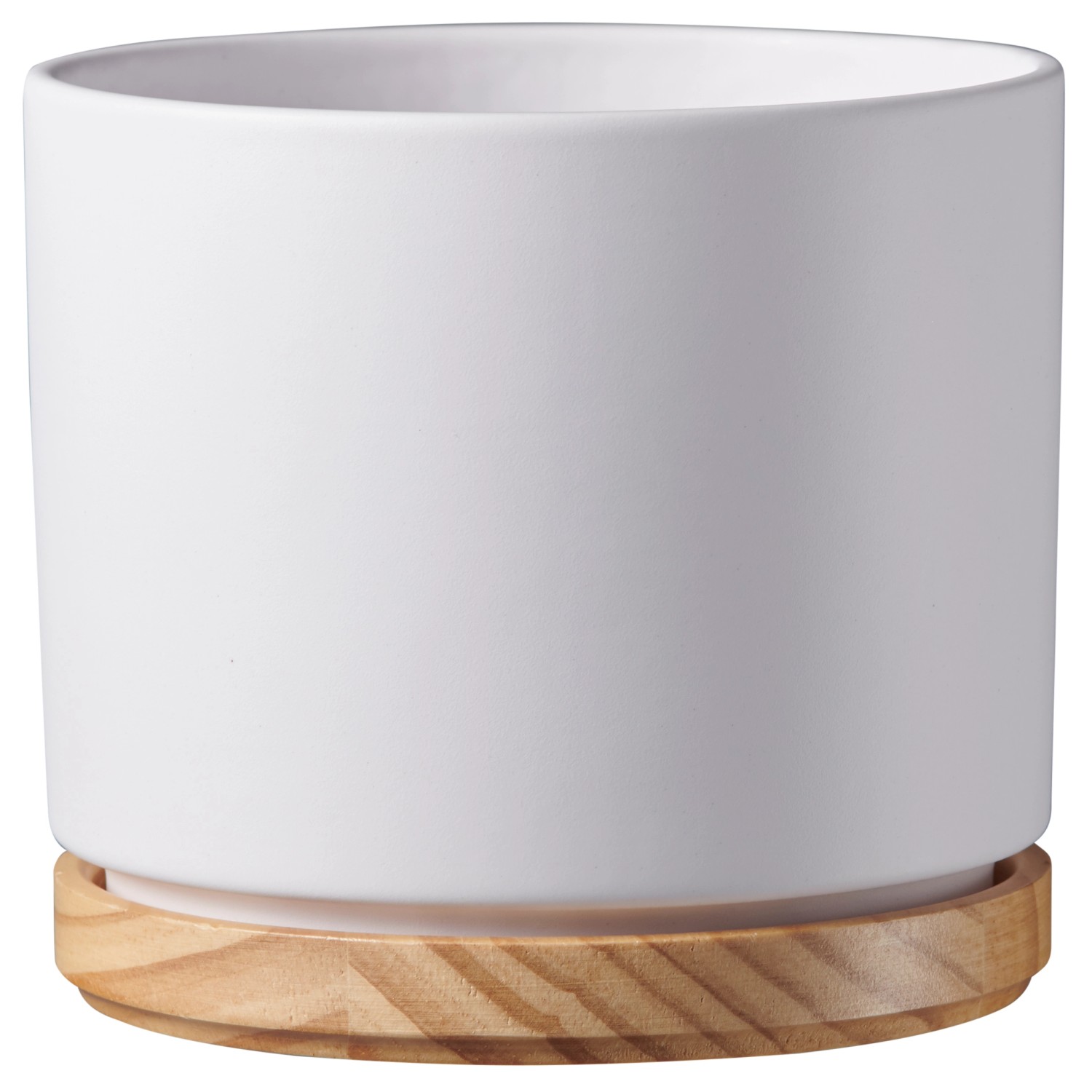 Scheurich Květináč s dřevěnou podmiskou 799, matná bílá, pr. 22 cm