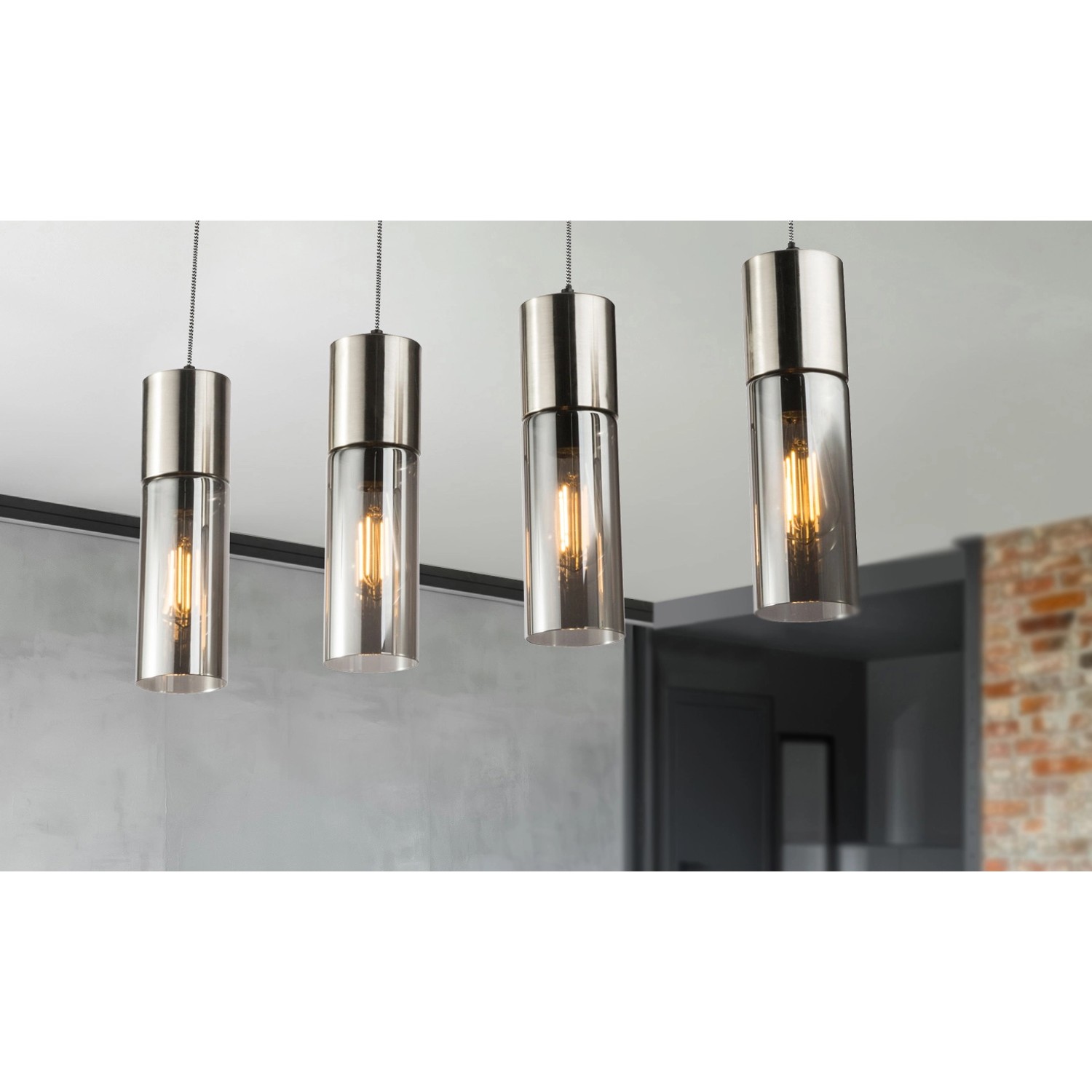 GLOBO Závěsné svítidlo Annika matný nikl s kouřovým nádechem 156 x 9  x 80 cm