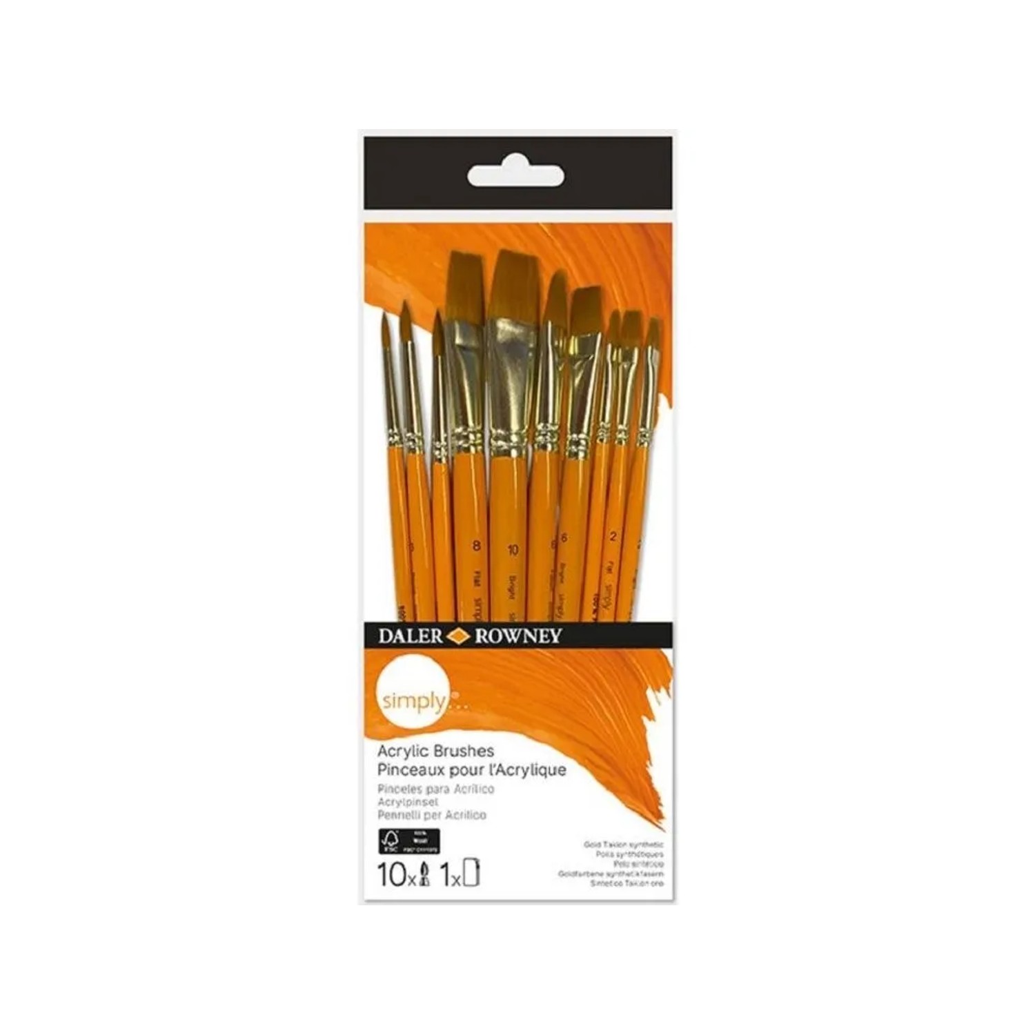 Daler Rowney Sada štětců pro akryl SIMPLY, 10dílná
