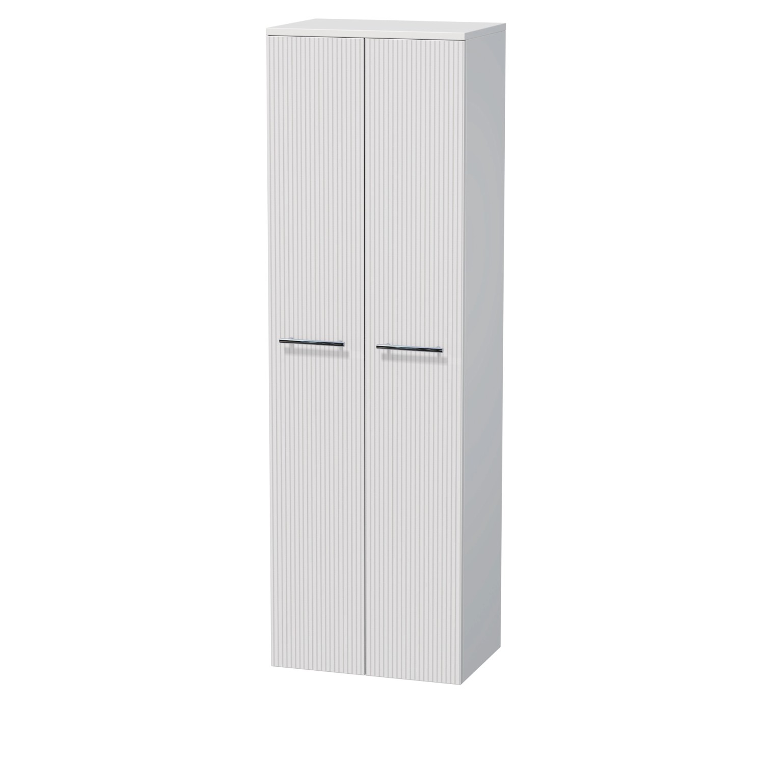 INTEDOOR Vysoká skříň BEE, úchyt chrom, 2 dveře, š. 50 cm, bílá 3D pruhy