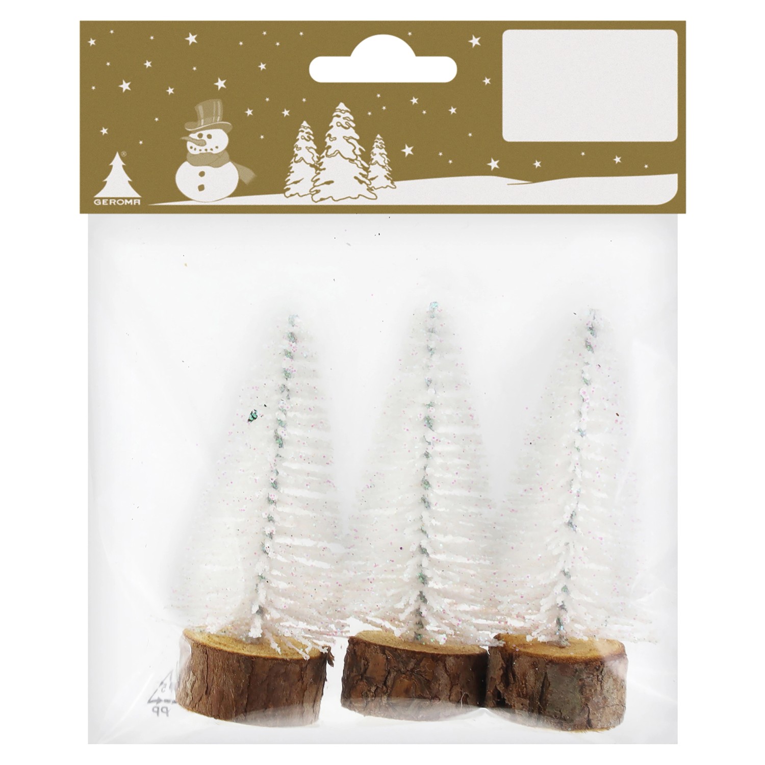 Vánoční dekorace sada stromků plast 7,5 cm, bílá, 3 ks