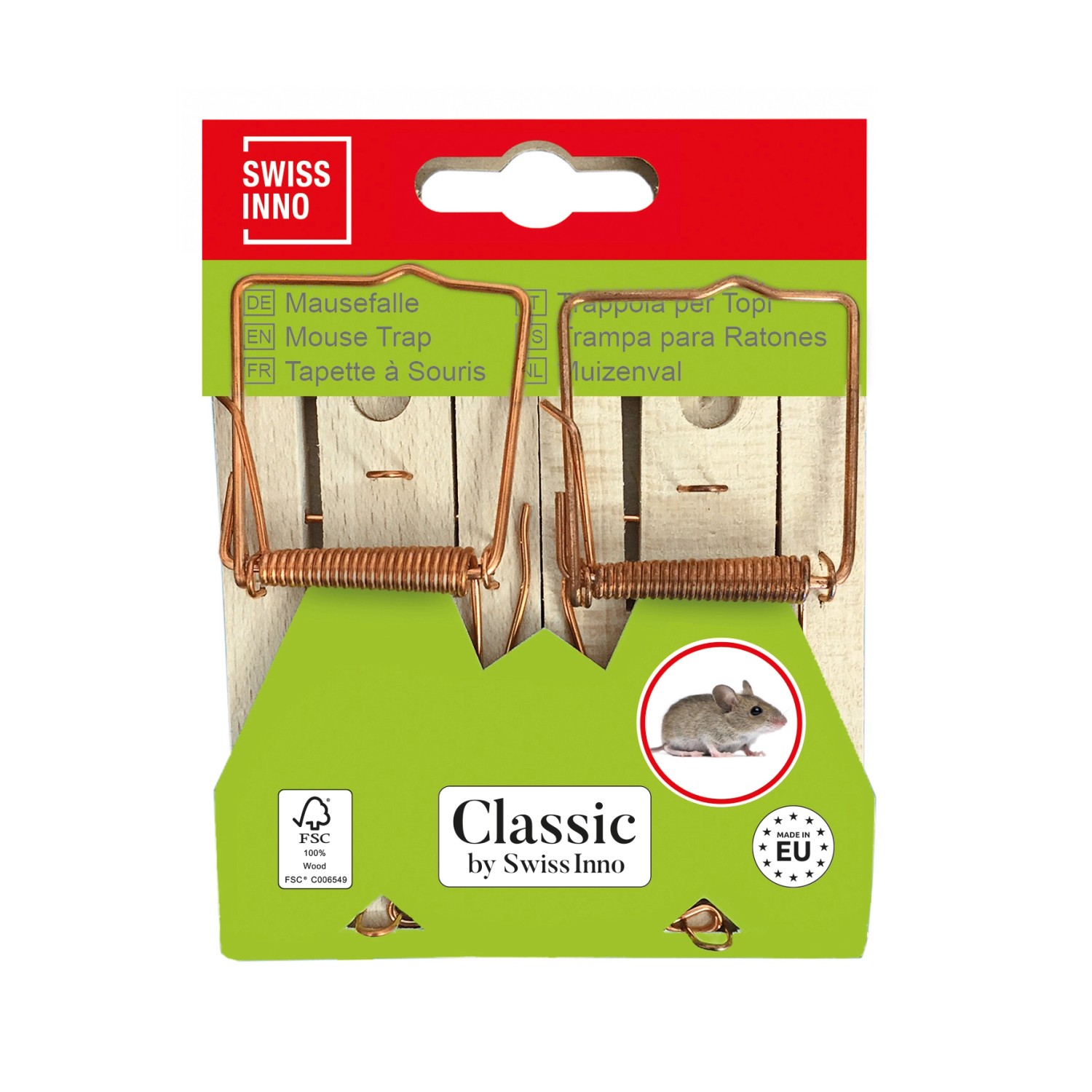 Swissinno Dřevěná past na myši, 2 ks