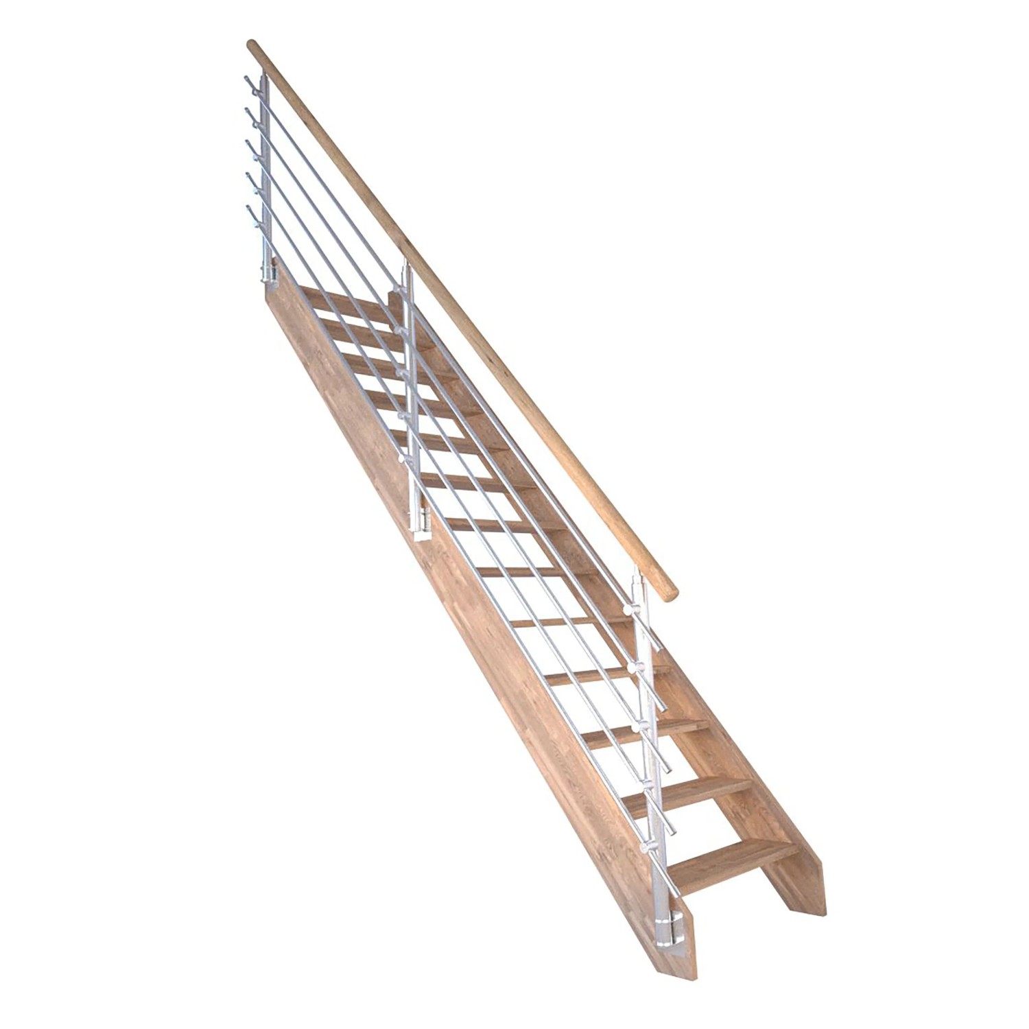 StarWood Schody Rhodos dubové rovné otevřené design. nerezové zábradlí