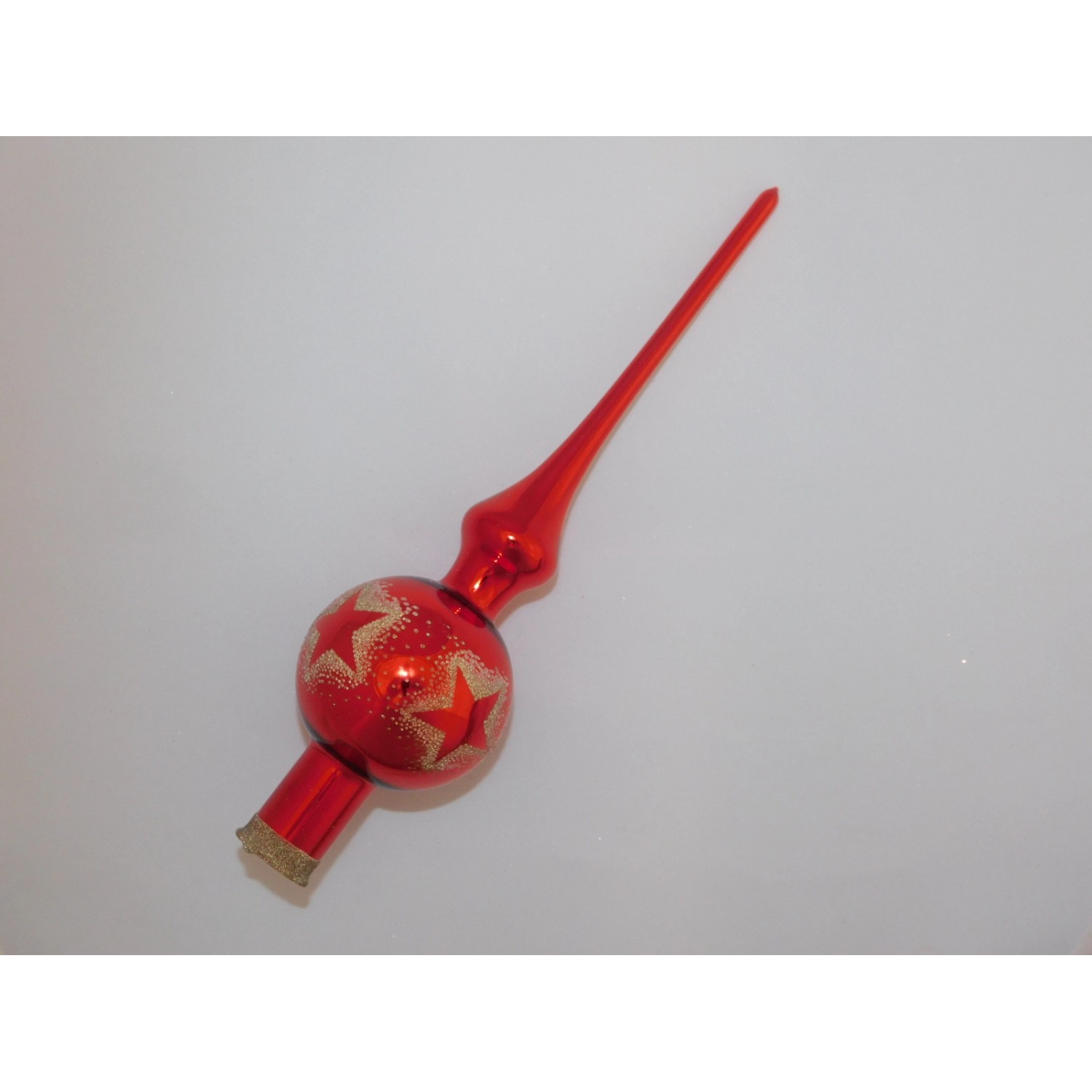 ORNEX Vánoční ozdoba skleněná špice hvězda červená 280 mm