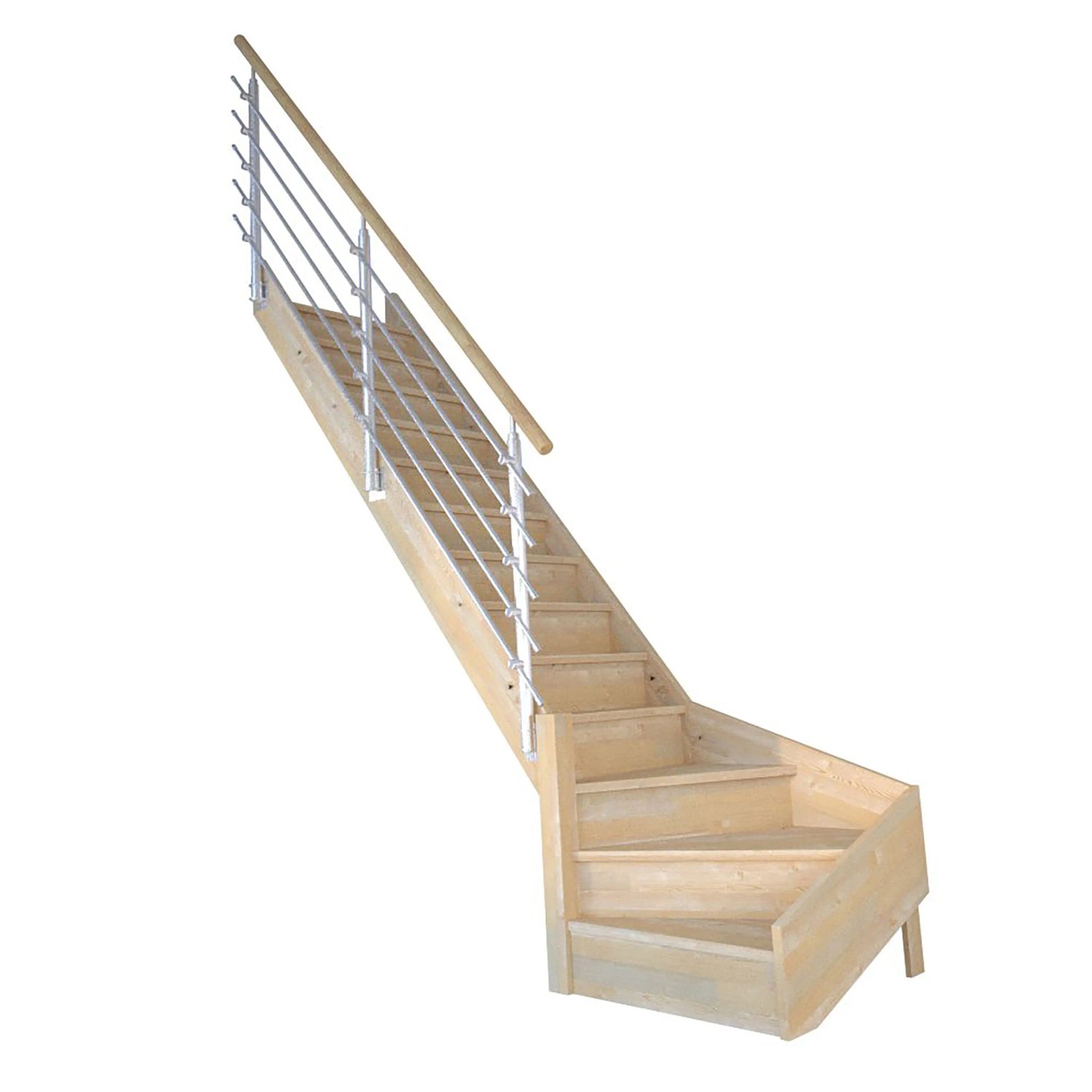 StarWood Schody Korfu smrkové levé uzavřené design. nerezové zábradlí