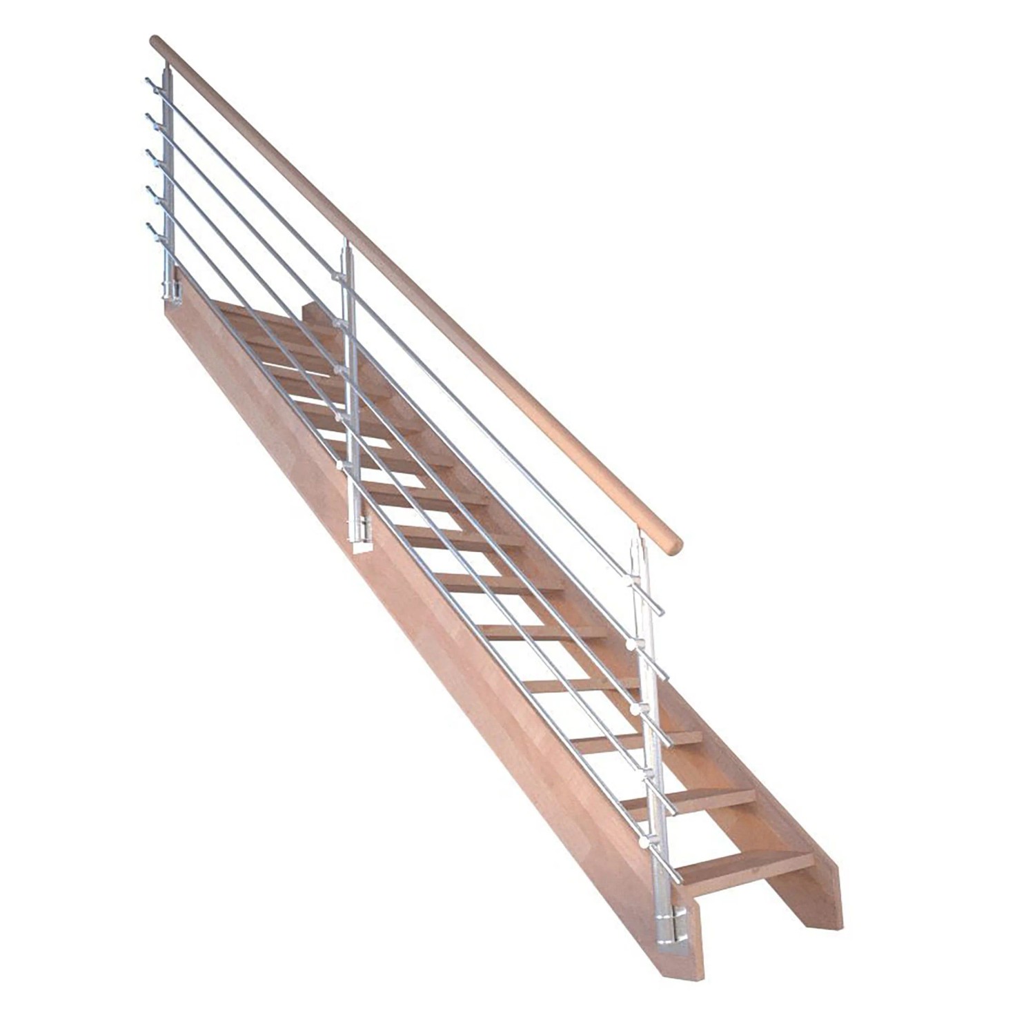 StarWood Schody Mykonos Pro bukové rovné 80cm otevřené design.nerez.zábradlí L/P