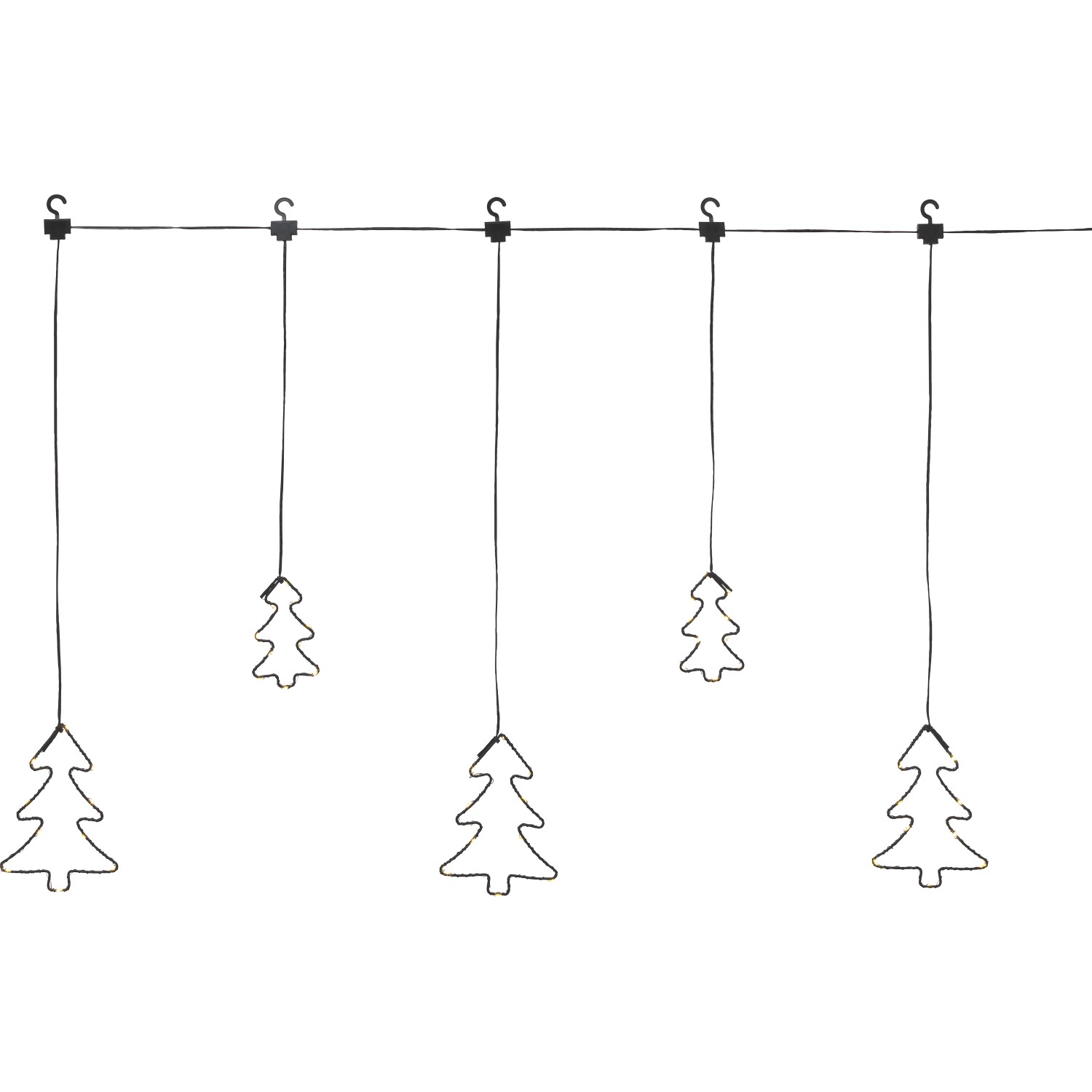 Exteriérový LED světelný závěs s vánoční stromečky, 50 LED, černá, 60 x 80 cm