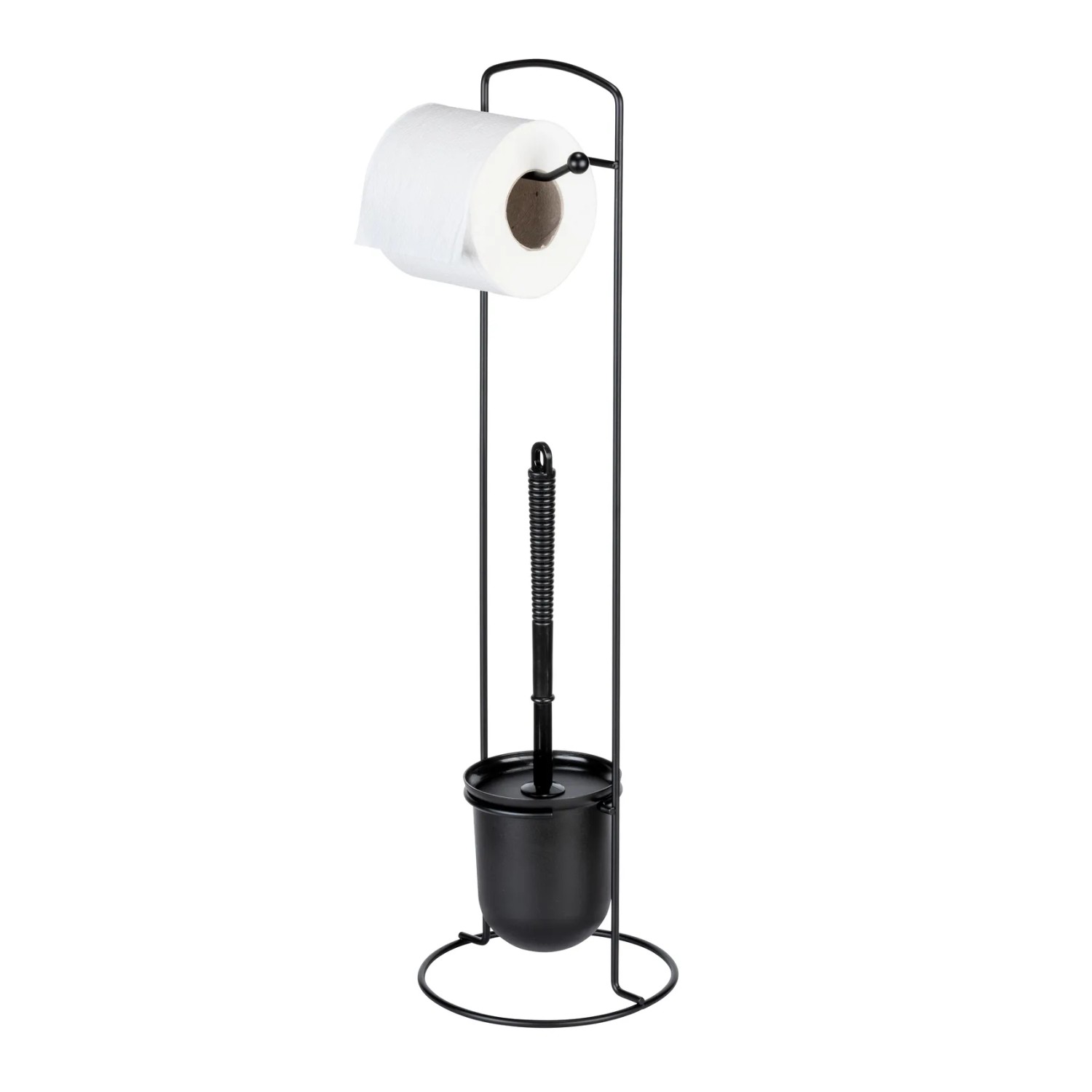 Allstar Kovový stojan na toaletní papír a nádobou pro WC štětku 2w1 černá